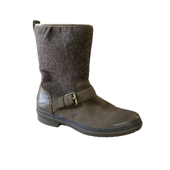 UGG Robbie Waterproof Boots Women’s Sz 6.5 Brown Leather Sherpa 017377 Outdoor - Picture 1 of 9